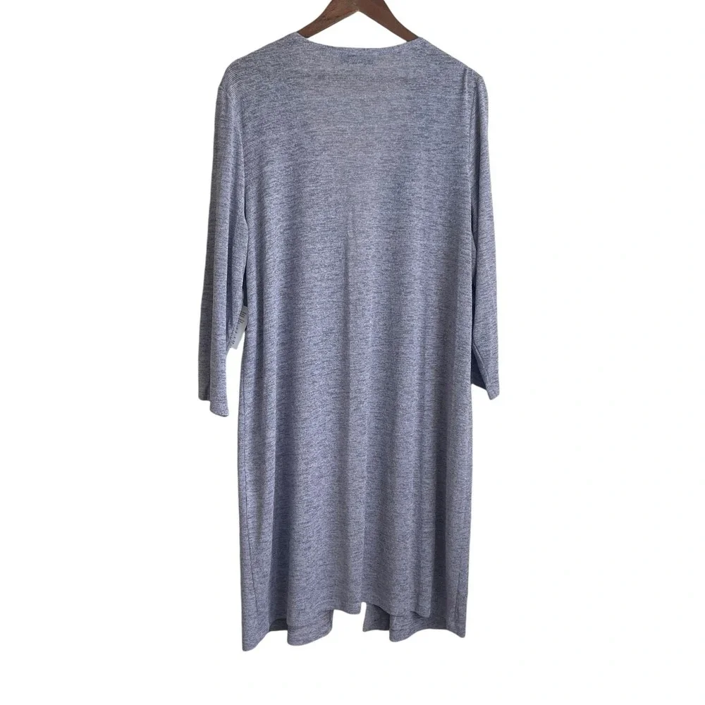 Kasper Womens Duster Cardigan 2X Lavender Heathered Knit Open Front Longline - Picture 2 of 10